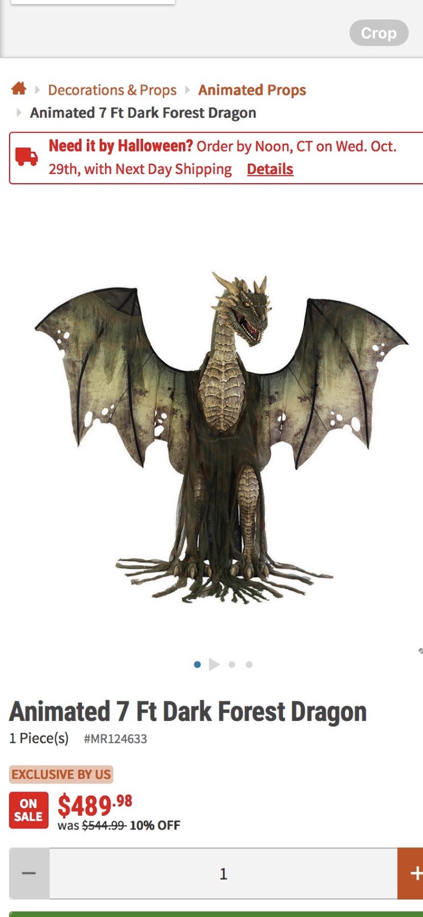 Animated 7 Ft Dark Forest Dragon