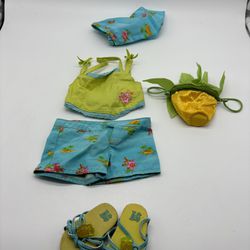 American Girl Doll 2004 Tropical Breezes Outfit Pineapple Bag Sandal Shorts Tank