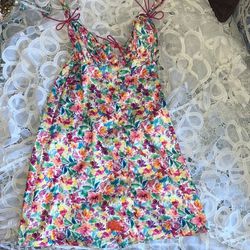 For Love and Lemons Watercolor Floral Slip Mini Dress Teddy Nighty Summer 