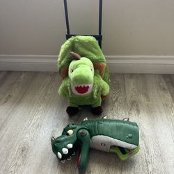 Toddler rolling backpack with stuffed animal