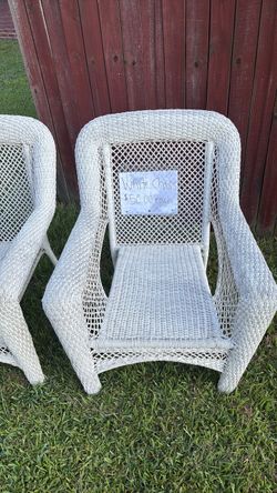 White patio chairs,