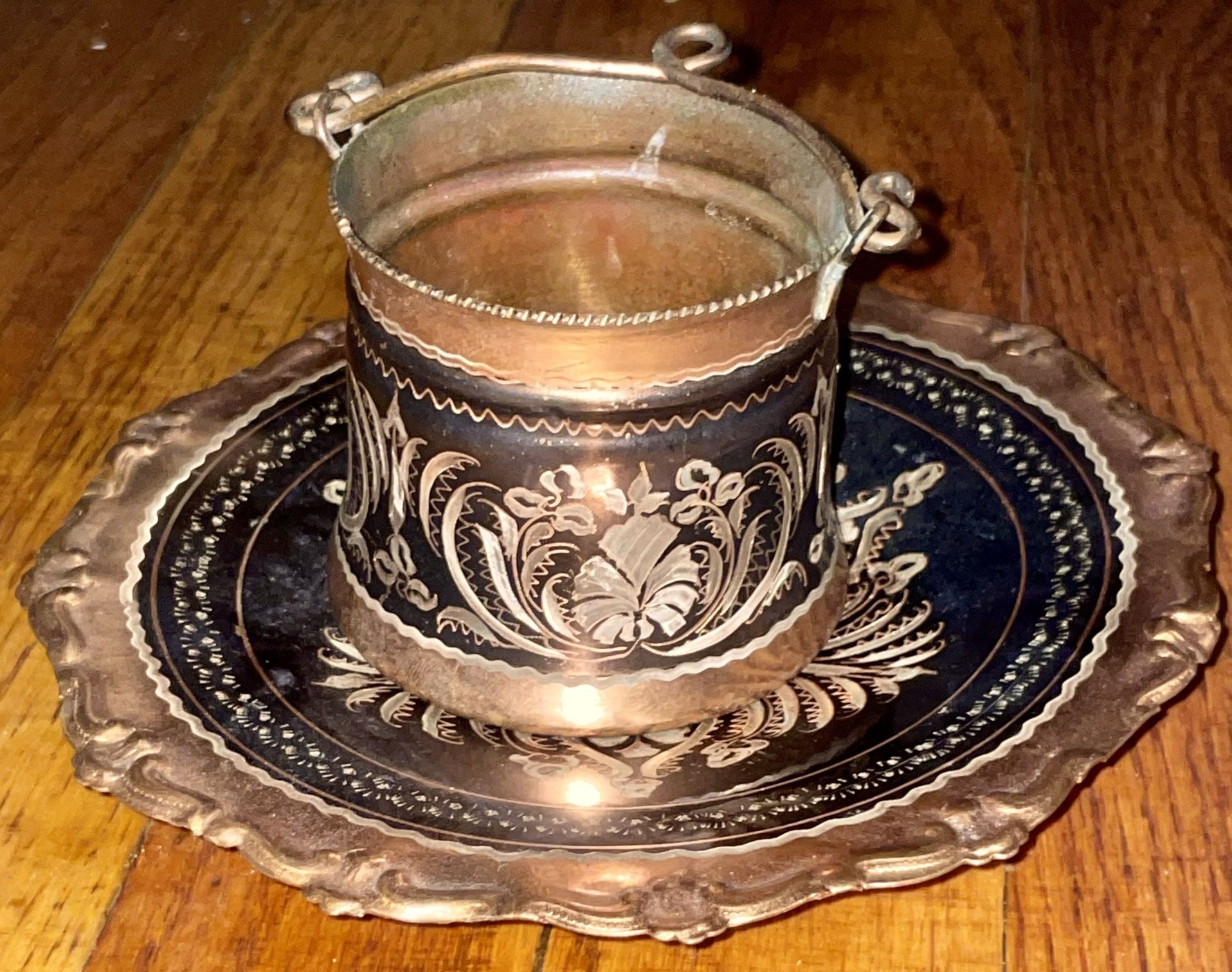 Antique Copper Cup and Saucer set