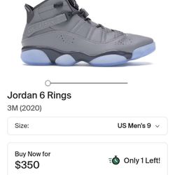 Jordan 6 Rings Metallic Gray Size 9 Mens 