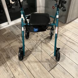 New Medline Steel Rollator Walker for Adult Mobility Impairment, Green, 350 lb. Weight Capacity, 8” Wheels, Foldable, Adjustable Handles, Rolling Walk