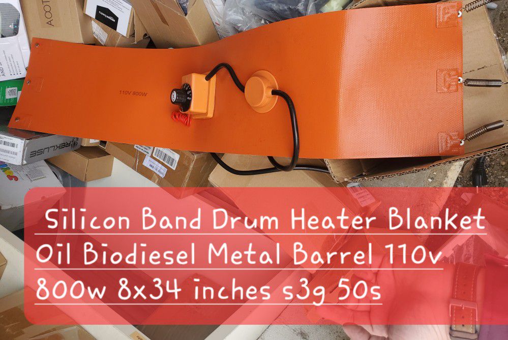  Silicon Band Drum Heater Blanket Oil Biodiesel Metal Barrel 110v 800w 8x34 inches s3g 50s