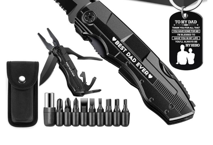 Fathers Day Dad Gifts from Daughter Son Kids Wife,Multitool Pocket Knife "BEST DAD EVER",Birthday Christmas Gifts for Dad,Unique Camping Hunting Cycli