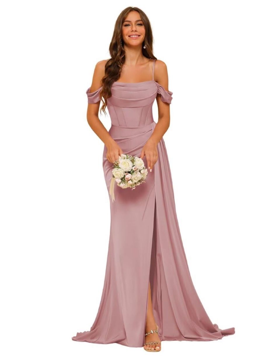 Light Pink Formal Dress Prom Bridesmaid Wedding Party Maxi Dress