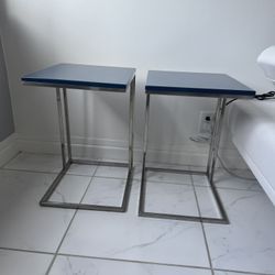 Two Royal Blue Side Tables