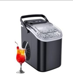 Ice Maker Countertop, 8 Cubes Ready in 6 Mins, 26lbs in 24Hrs, Self-Cleaning Ice Machine with Ice Scoop and Basket, 2 Sizes of Bullet Ice for Home Kit