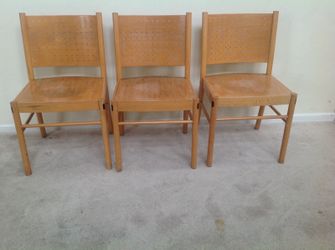 3 Wooden Perforated Chairs