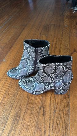 Snake Print Block Heel Ankle Boots Size 6.5