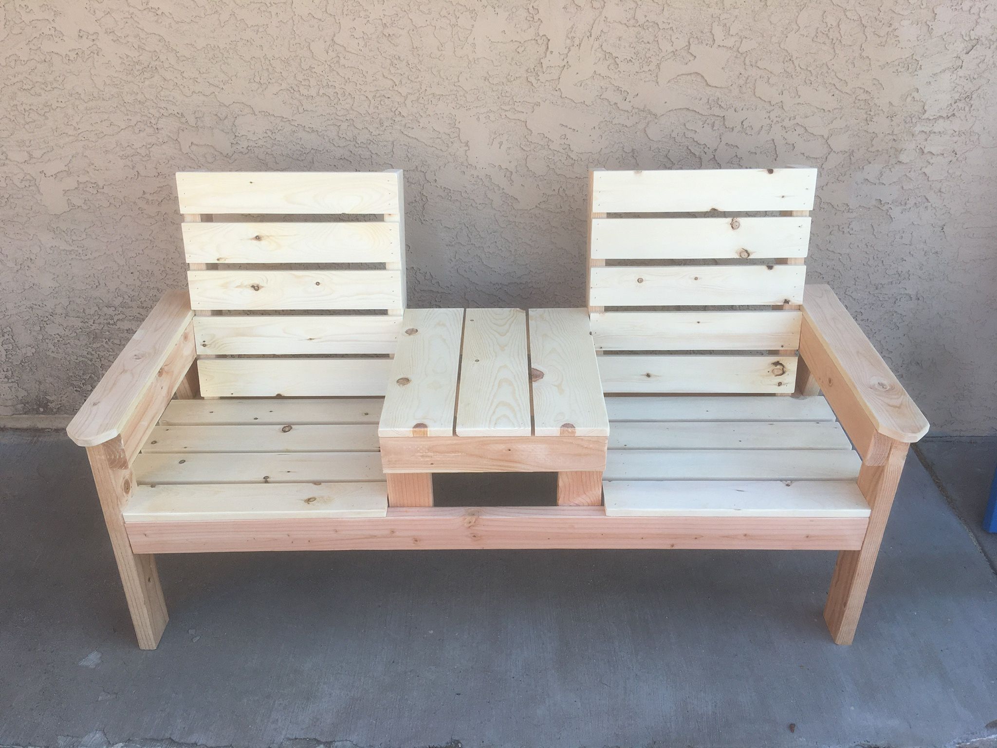 2 seater with table hand made out door patio furniture bench custom