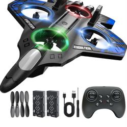 Foam Remote Control Airplanes, RC Planes with Light, RC Airplane Fighter Jet for Kids Adults 8-16, 360° Flip, Stunt Roll, Drones for Kids 8-12, Airpla