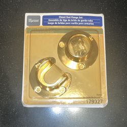 Real Organized Brass Closet Rod Flange Set
