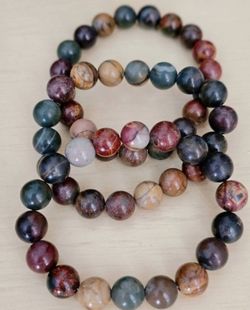 Natural Picasso Jasper Beaded Bracelet Set - Spiritual Healing Jewelry