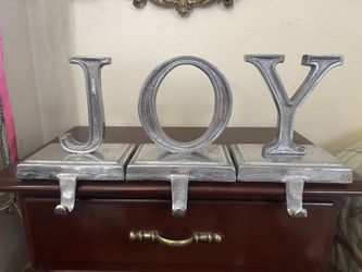Matte Silver JOY Stocking Holders