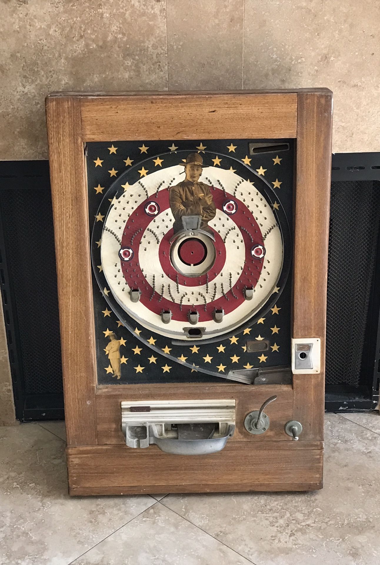 Vintage Pinball Pachinko Machine - 32” T Patriotic Heiwa Machine