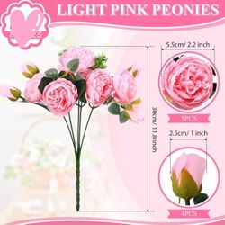 23 Packs of Artificial Peony Flowers for Wedding, Silk Peony Bouquet, Fake Floral Arrangements for Bride, Fake Flower Arrangements for Centerpieces, W