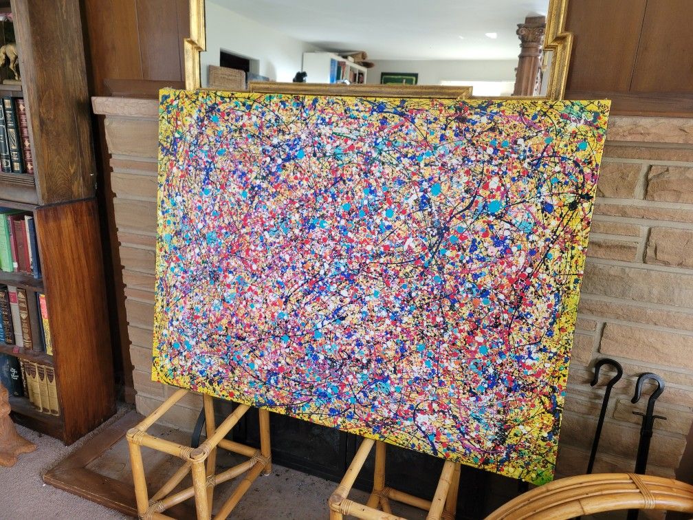 Large yellow Abstract Art Painting
