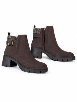 Brown Suede Ankle Boots with Lug Sole