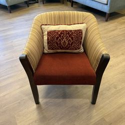 Red/Beige Upholstered Chairs For Sale