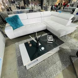 Modern White Faux Leather Sofa Sectional 