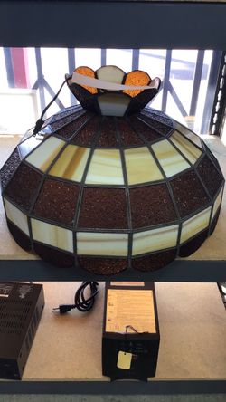Vintage Art Deco Brown And Beige Frosted Glass Chandelier Lighting Fixture 💵 💳 💵 Cash and Card Accepted