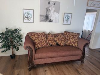 Traditional Sofa with Carved Wood Frame