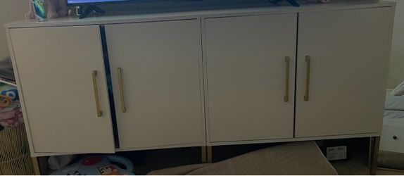 White Stand with Gold Handles