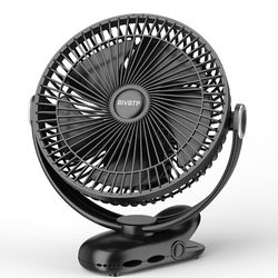 12000mAh Clip on Fan 30H Longest Runtime, 8in Portable Fan Rechargeable, Ultra Quiet with Heavy-Duty Clamp, USB Desk Fans for Golf Cart,Office Desk, T