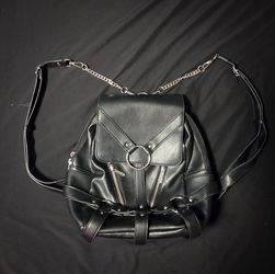 Killstar black leather backpack