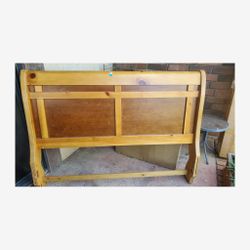Queen Wooden Sleigh Headboard & Footboard - Missing Rails