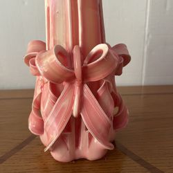 Vtg. Carved Ribbon Candle