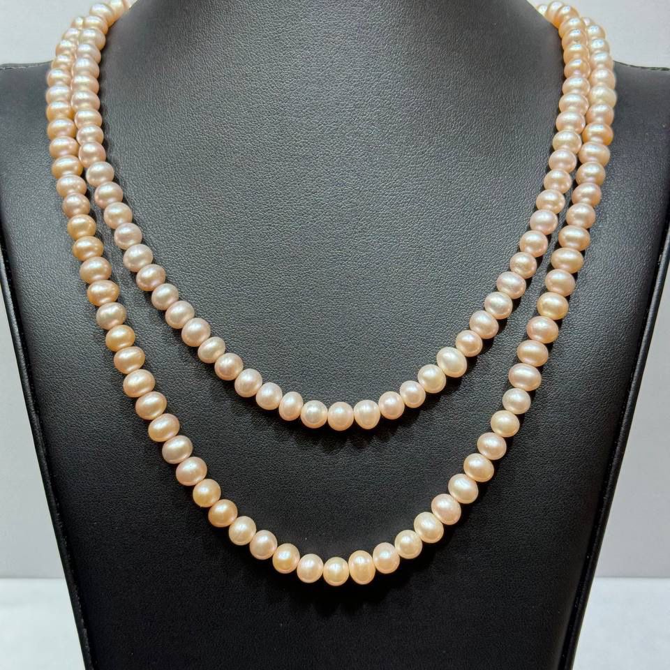 Natural Pink Pearl necklace 14k yellow Gold