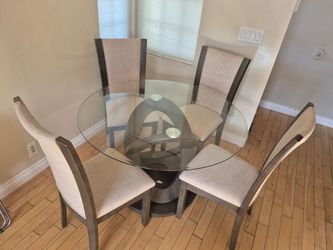Aria 5- piece Modern Round Glass Dining Set