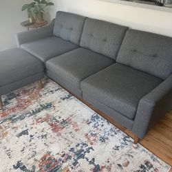 Sofa And Ottoman- Dark Grey 