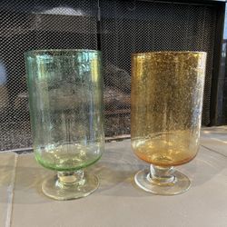 2 Large Vases Glass Canisters 