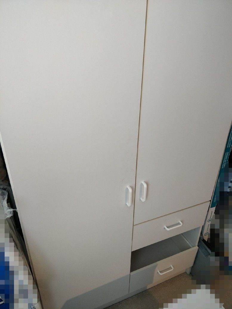 Used White Melamine Storage Cabinet Closet Freestanding