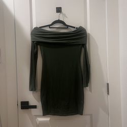 Olive Green off-the-shoulder mini dress #partydress