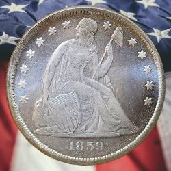 1859-S Seated Liberty Dollar Silver Plated Novelty Coin - Uncirculated