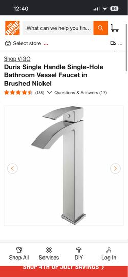 Vigo vessel sink faucet, brushed nickel, new