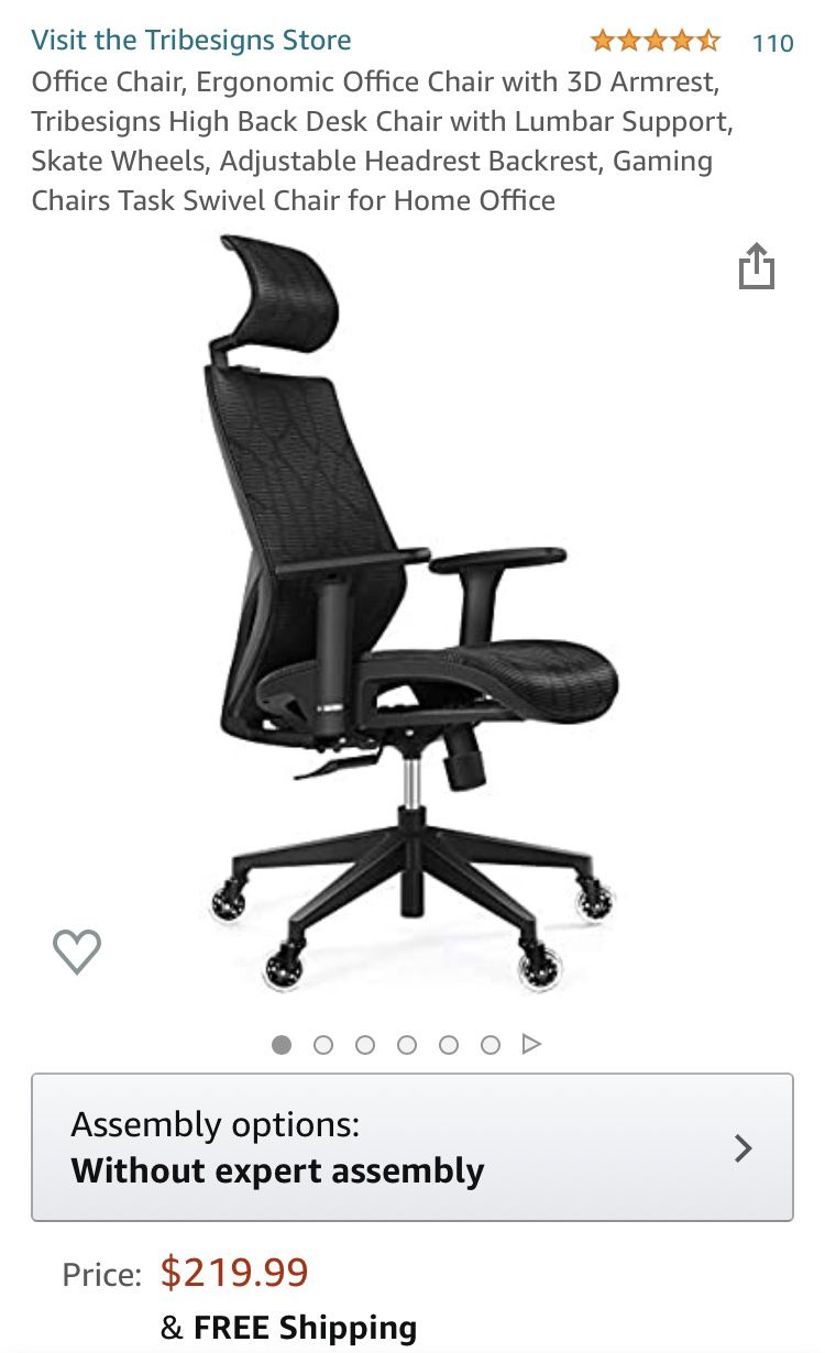 NEW High Back Mesh Office Chair with Adjustable Head & Arm Rest, Lumbar Support, Swivel Wheels