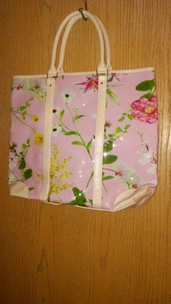 Big floral plastic tote bag