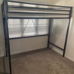 Twin Metal Loft Bed Frame – Sturdy, Space-Saving Design