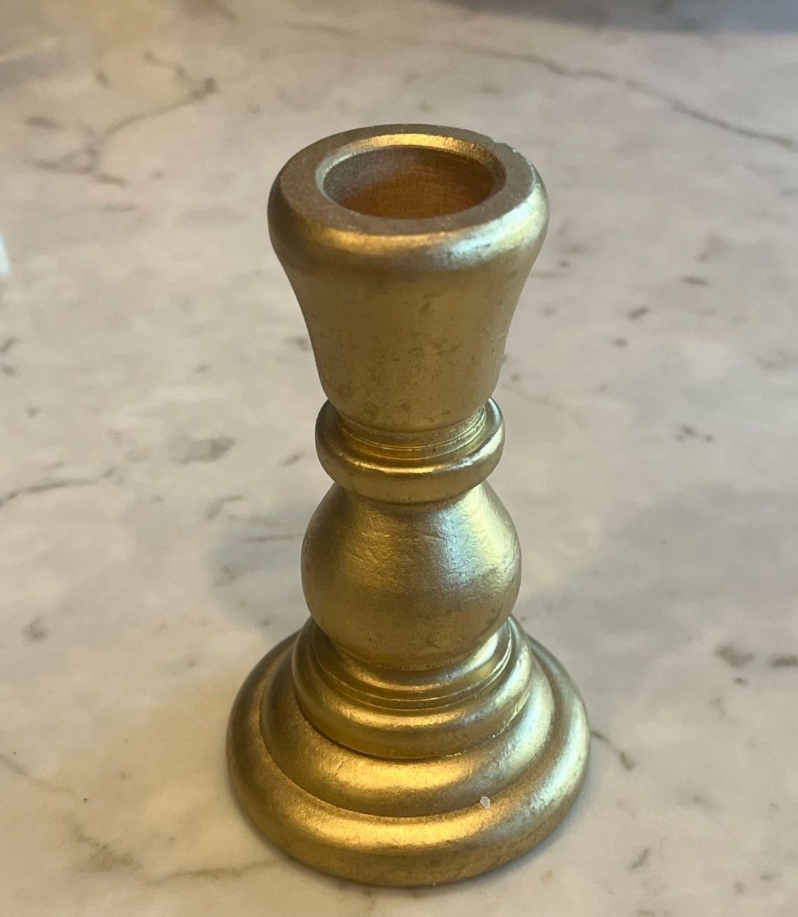 Mini Wood Candle Holders, 4 Inch Wooden Candlestick Holders with 7/8 Inch Hole, set of 80 painted gold Wooden Candle Holders