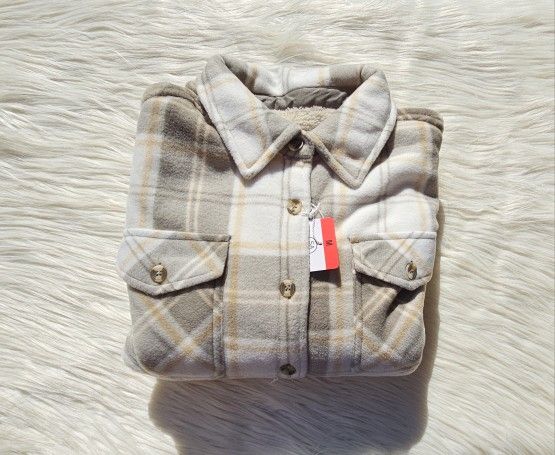 SAGE Women's Plaid Plush Fleece Shirt Jacket Size Medium