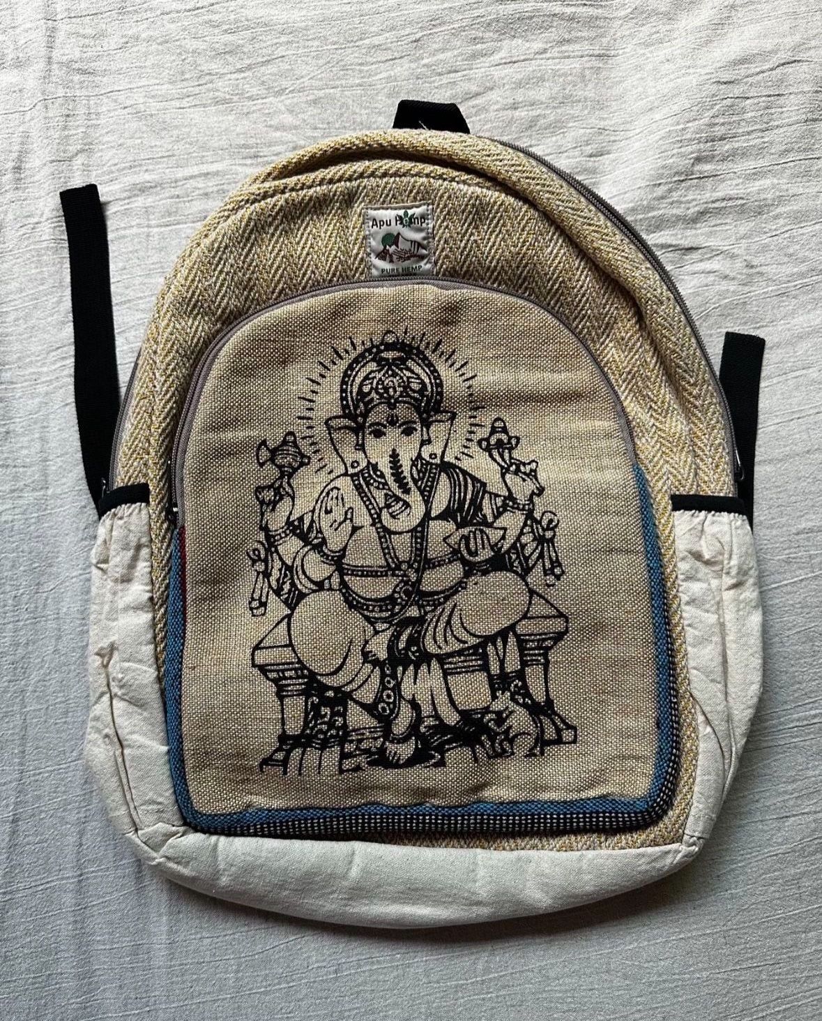 NEW/Ganesh Hemp and Cotton mixed Rucksack Backpack for men and women- The All Natural Handmade Bag