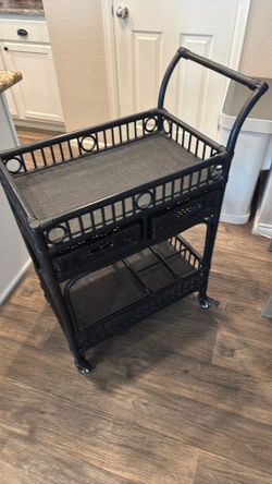Black Bar Cart with Wheels