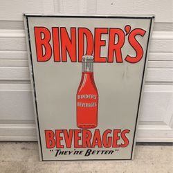 Vintage Metal Sign Binder’s Beverages Great Graphics Nice Colors 