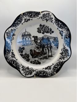 Vintage CBK LTD Black & White Camel Toile Wall Plate / Plato Decorativo